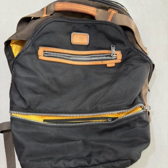 TUMI ALPHA BRAVO Cannon Backpack Black Brown Orange - Picture 1 of 12